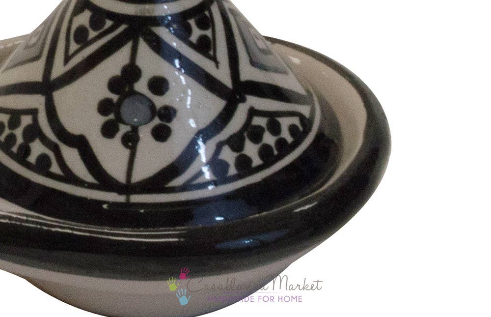 Casablanca Market - Wholesale Condiment/Dip Bowl - Classic Design Spice Duo Tagine, Black and White2