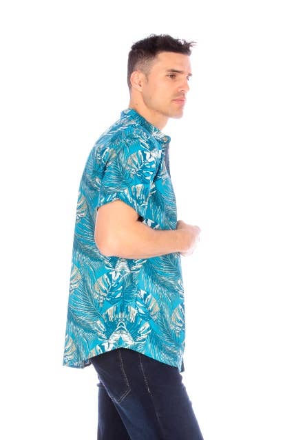 Hawk's Bay - Wholesale Button Down Shirt - Men's - Men's Printed Woven Hawaii Floral Short Sleeve Cotton Shirt2
