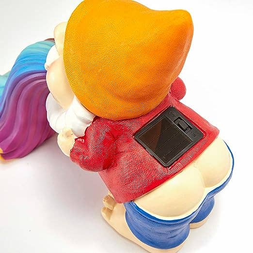 The Wine Savant /  Khen Glassware - Wholesale Garden Gnome - Garden Gnome Throwing up Solar Rainbow Lights 4.7”x10 x9.5”3