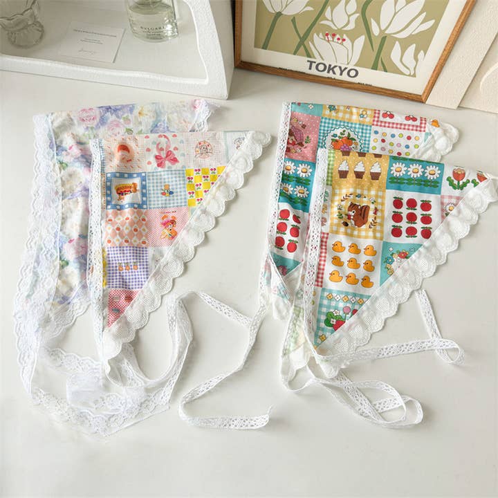 CARTOON CUTE FLOWER PATTERN TRIANGLE HEADSCARF_CWAHA1358 for wholesale by ACCITY