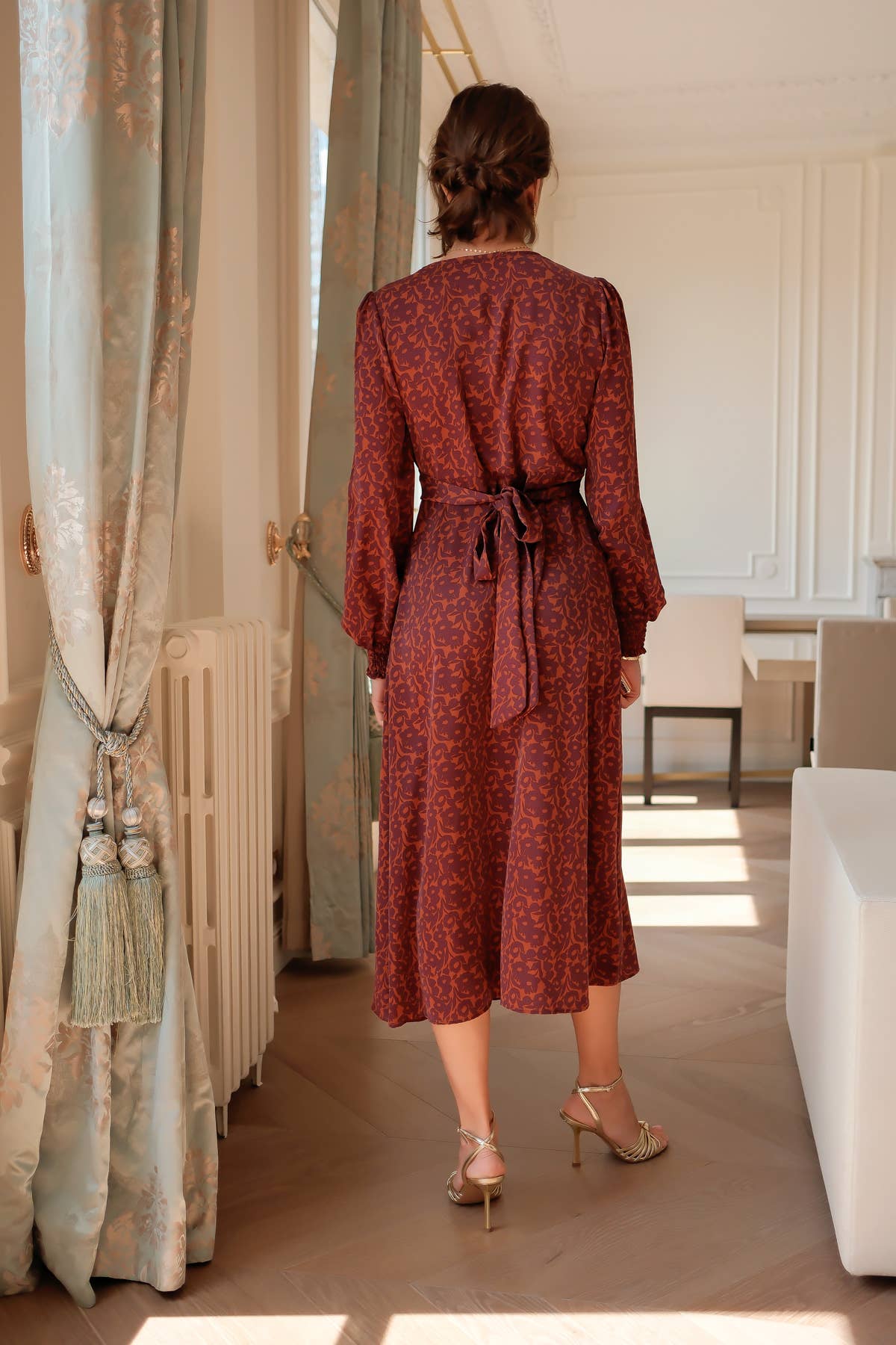 LOVIE & CO - Wholesale Dress - Women's - Floral long dress with bow at the back3