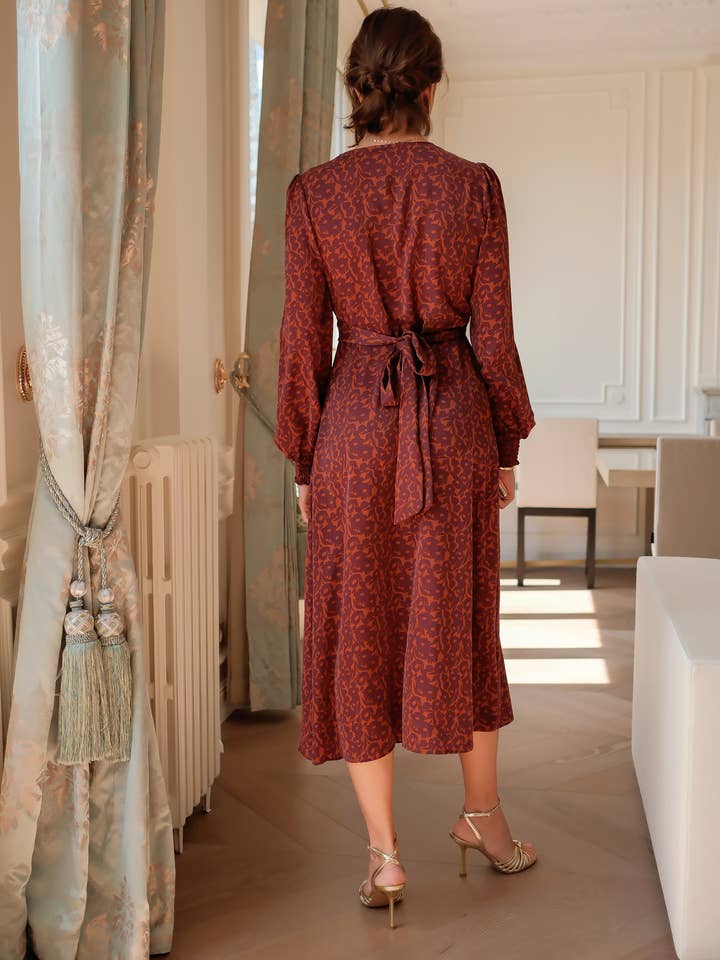 LOVIE & CO - Wholesale Dress - Women's - Floral long dress with bow at the back3