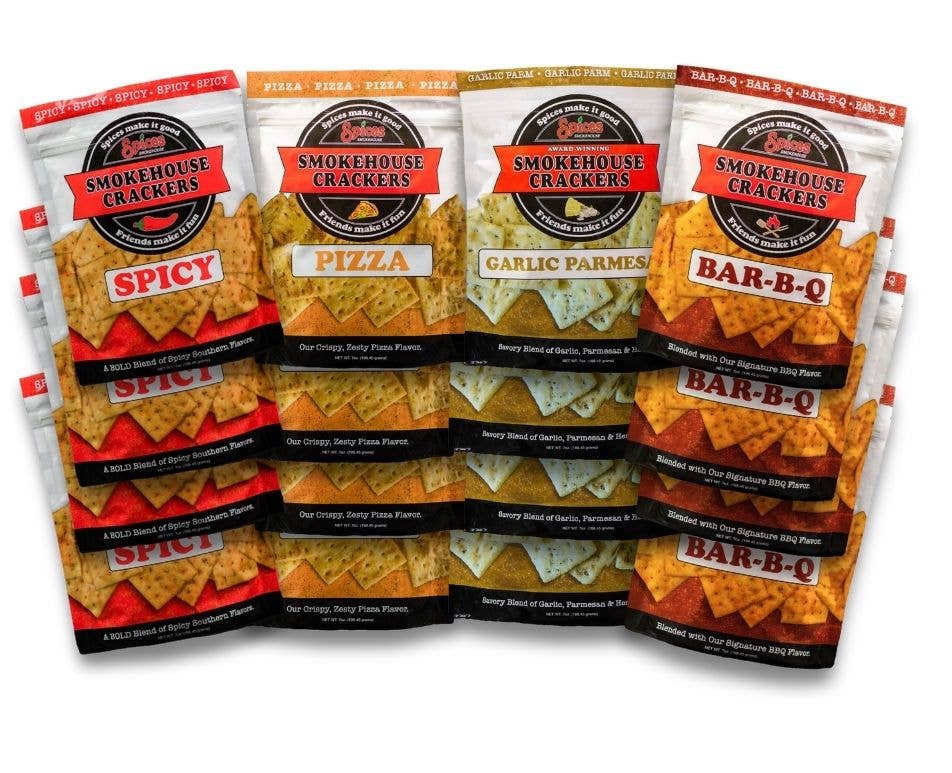 Smokehouse Crackers - Wholesale Crackers - *FLAVOR SAMPLER* 3 Bags of 4 Flavors - 12 ct. -  7 oz1
