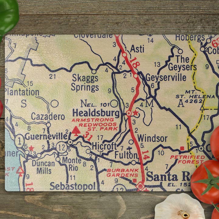 Healdsburg California Map Cutting Board Charcuterie Tray for wholesale by Daisy Mae Designs