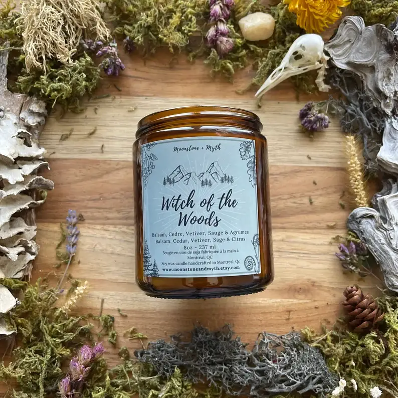 Moonstone and Myth - Wholesale Jar/Filled Candle - Witch of the Woods, 100% soy wax scented candle2