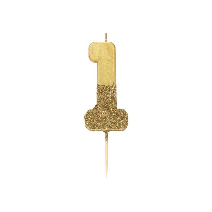 Talking Tables USA - Wholesale Cake Candle - Gold Glitter Birthday Number Candles | 0-9 | Single |