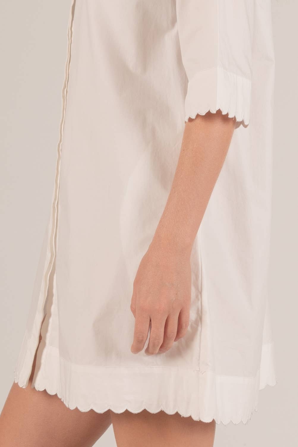 Before You Collection - Wholesale Dress - Women's - Poplin Scalloped Hem Button Up Shirt Dress1