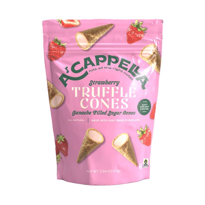 Truffle Cones Strawberry for wholesale by A'ccapella Chocolate