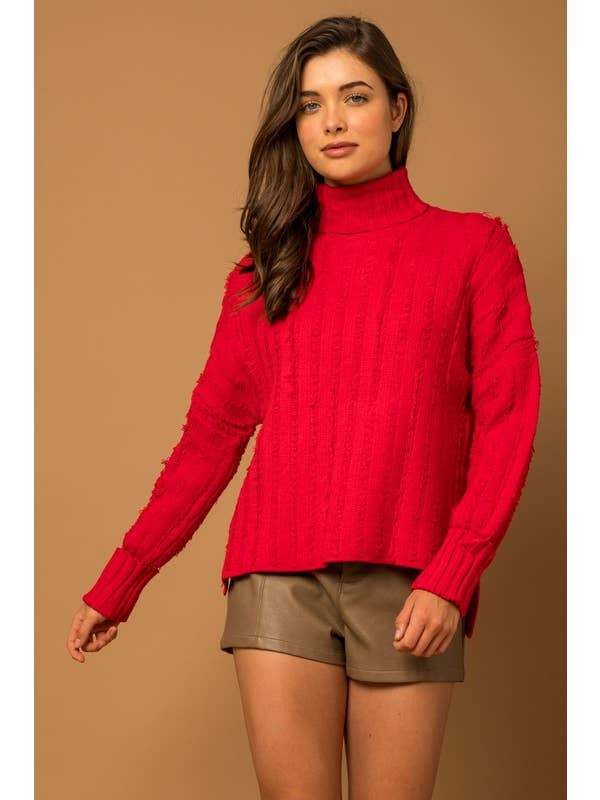 GILLI - Wholesale Knit Sweater - Women's - Textured Knit Turtleneck Sweater