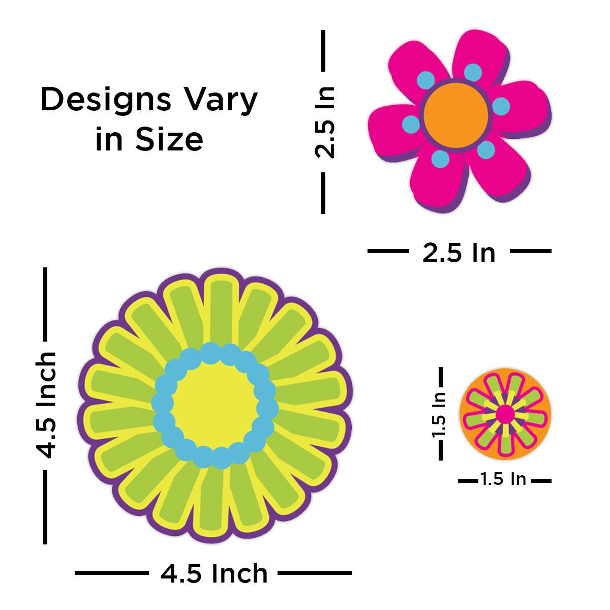 RetroPlanet - Wholesale Wall Decal/Stickers - Mod Flowers 60s Color Palette Decals Medium Set of 1083