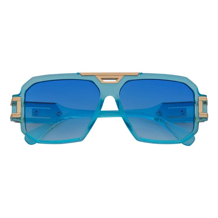 LEYENDA - Gafas de Sol Cuadradas Retro de Montura Plana Azul Lente Transparente Degradado Azul para venta al por mayor de Morspecs