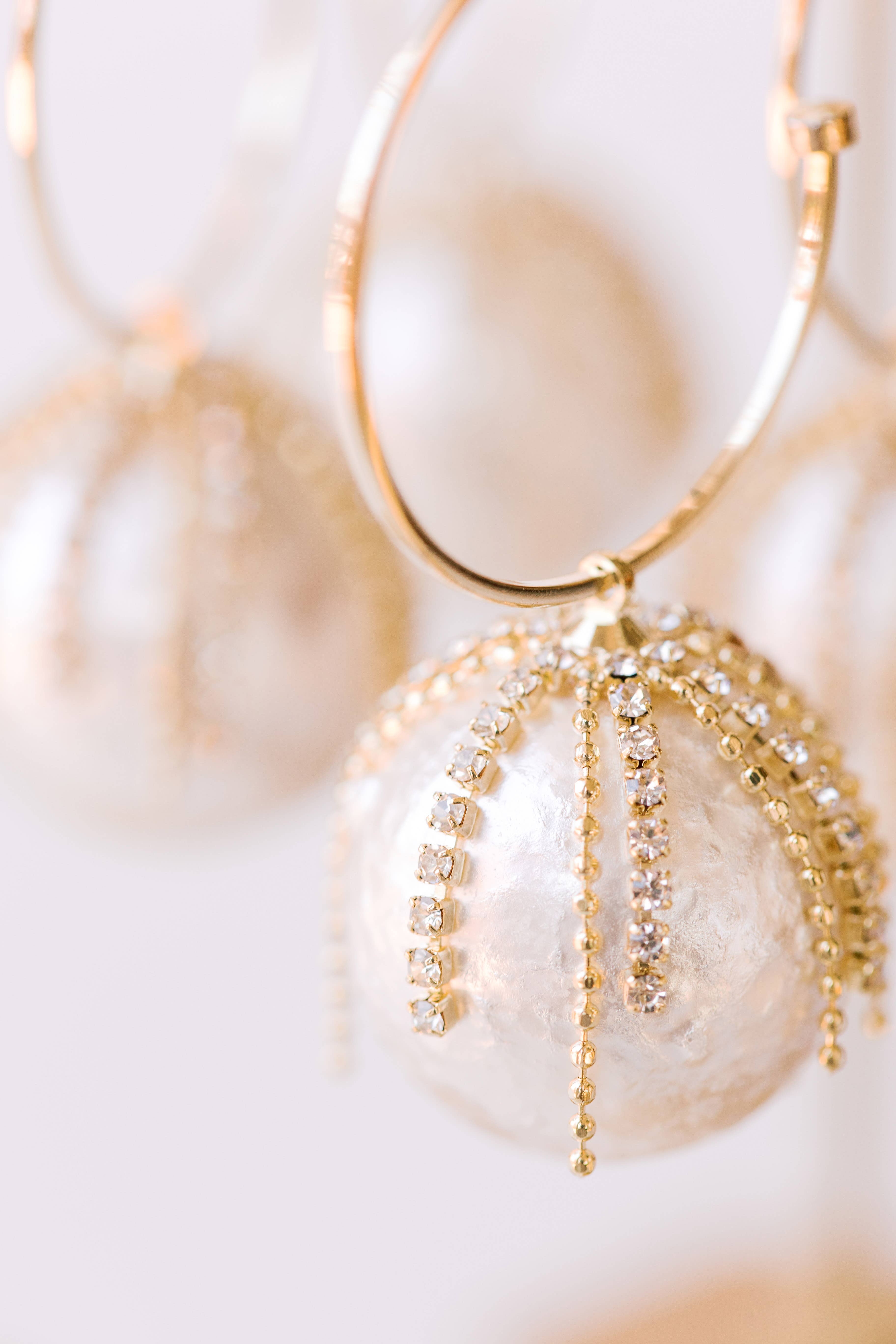 St Armands Designs of Sarasota - Wholesale Dangle Earrings - Diamond Fringe Holiday Pearl Hoop Earrings1