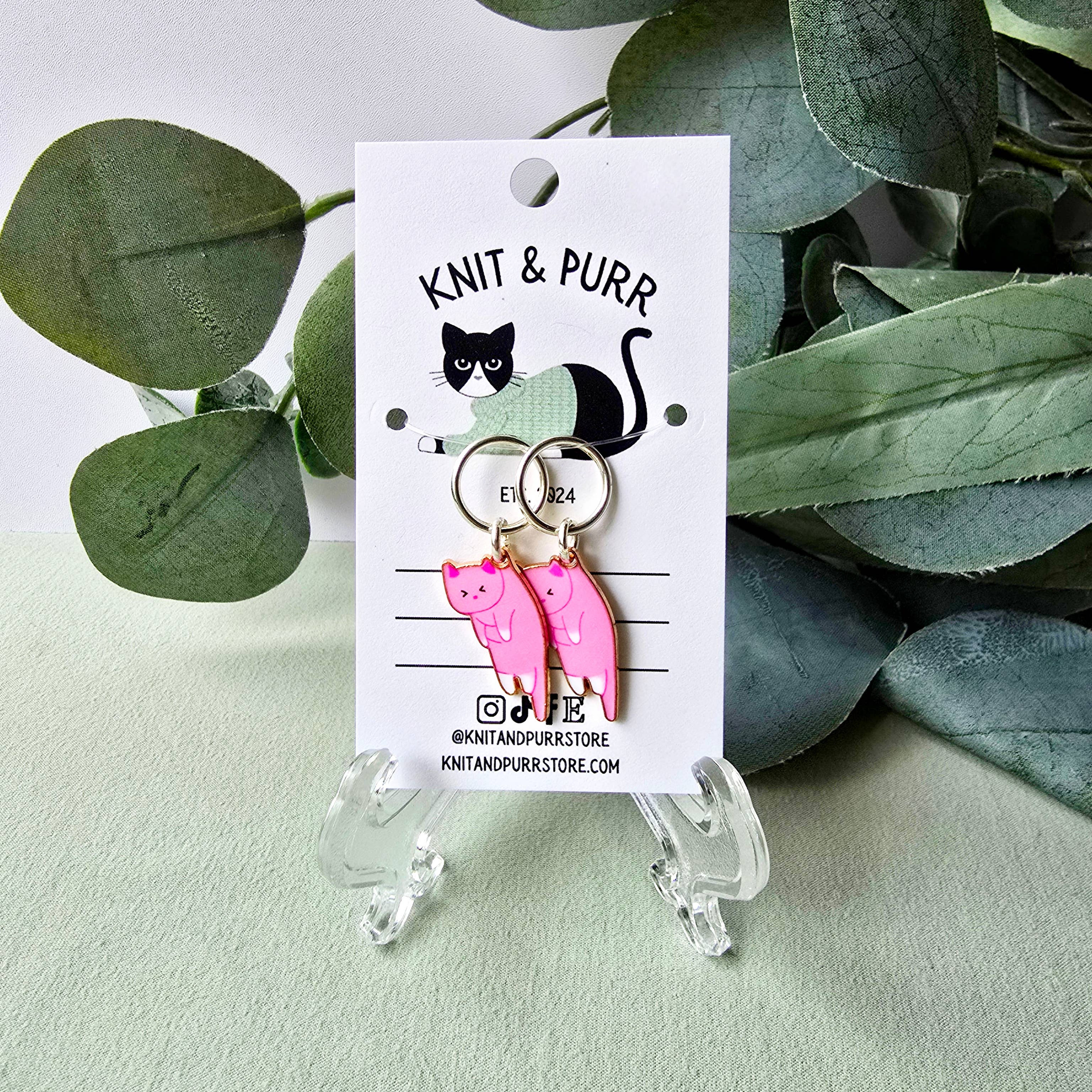 Knit and Purr - Wholesale Knitting/Crochet Supplies - Hannah Pink Cat Stitch Markers