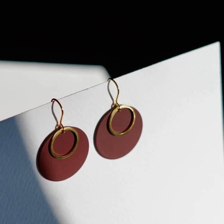 Copper Bee - Wholesale Dangle Earrings - Colour + Brass | Hoop and Colour Earrings | CB006