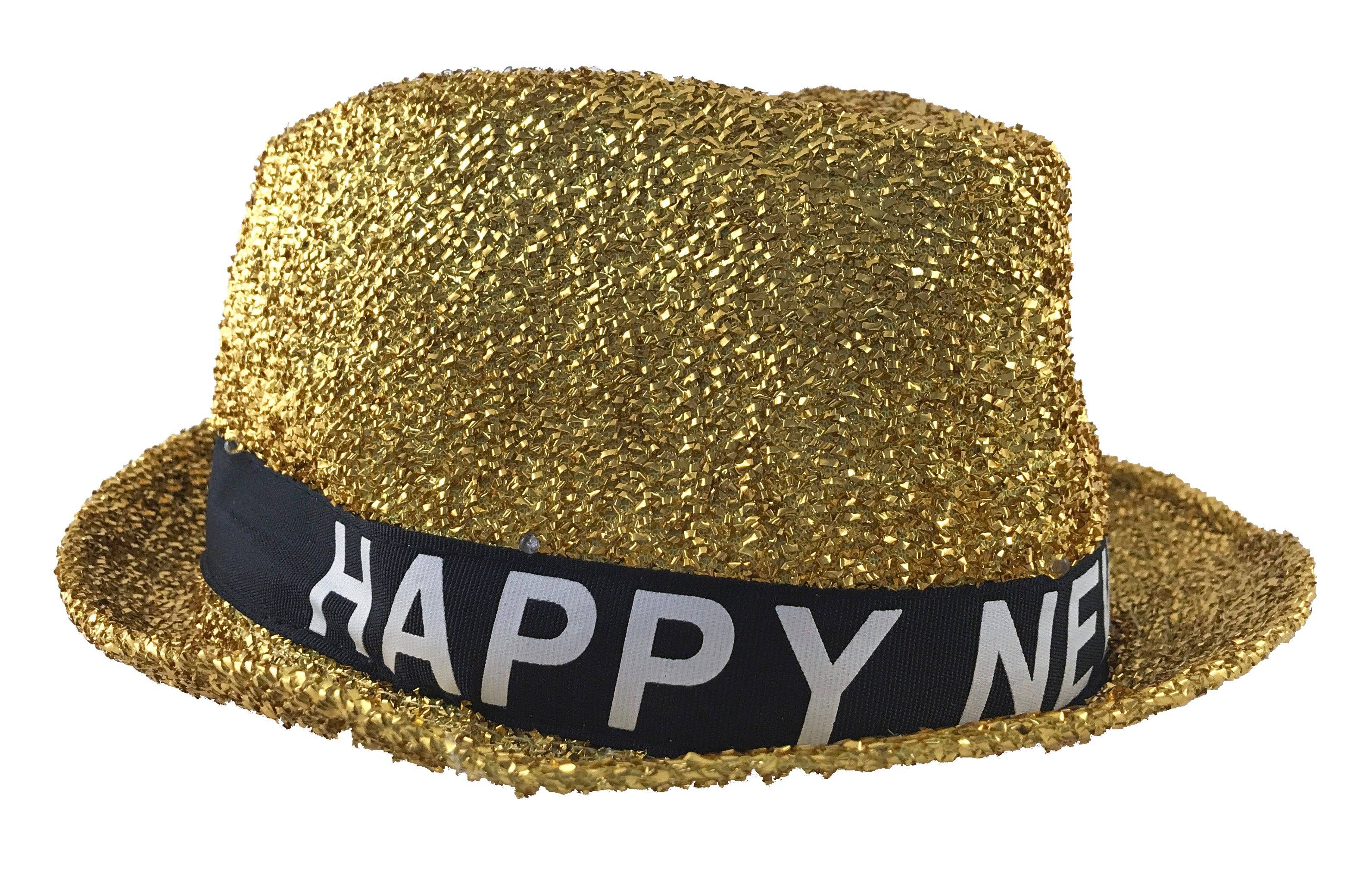 KINREX - Venta al por mayor Sombreros/coronas de fiesta - Sombrero de Feliz Nochevieja - Light Up Gold Fedora4