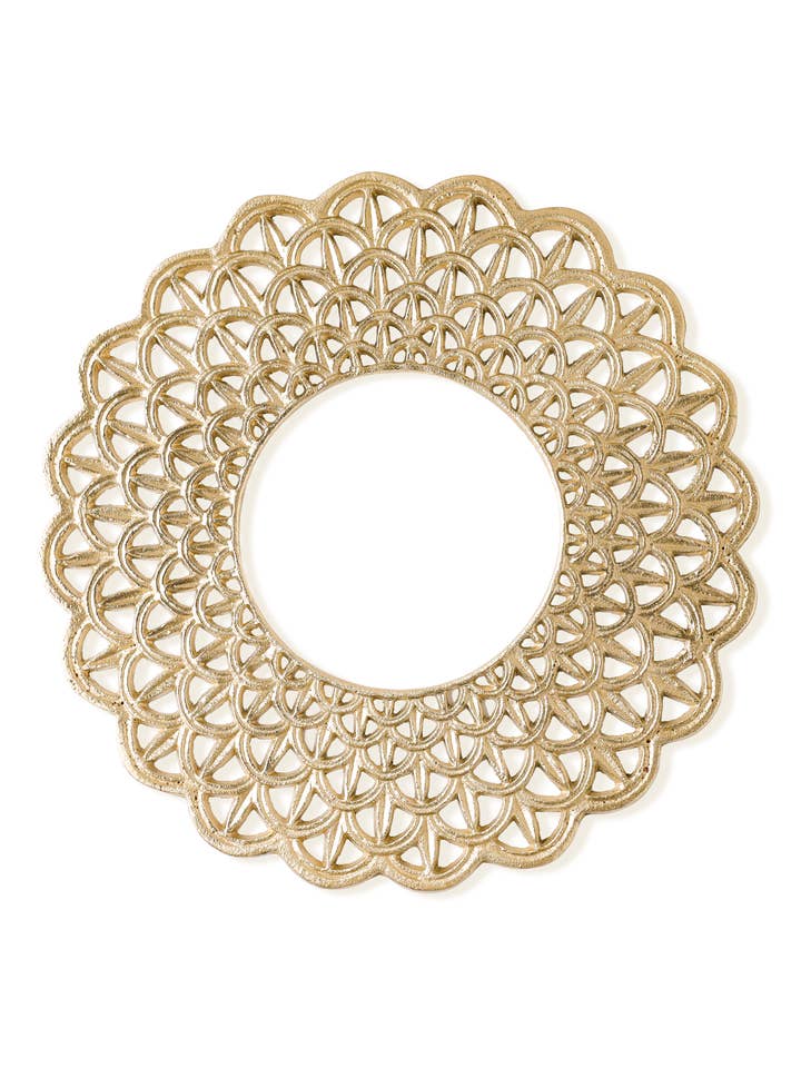 Scalloped Lattice Gold Aluminum Charger Plate – 13" for wholesale by Tiramisu