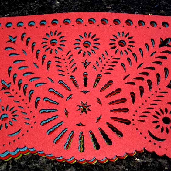 Xochico - Wholesale Placemat - Double-sided Felt "Papel Picado" Placemat Sets (Florals)14
