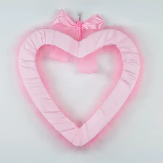Zucker Feather Products - Wholesale Wreath - Decorative Candy Pink Heart Shaped Feather Wreath and Wall A1