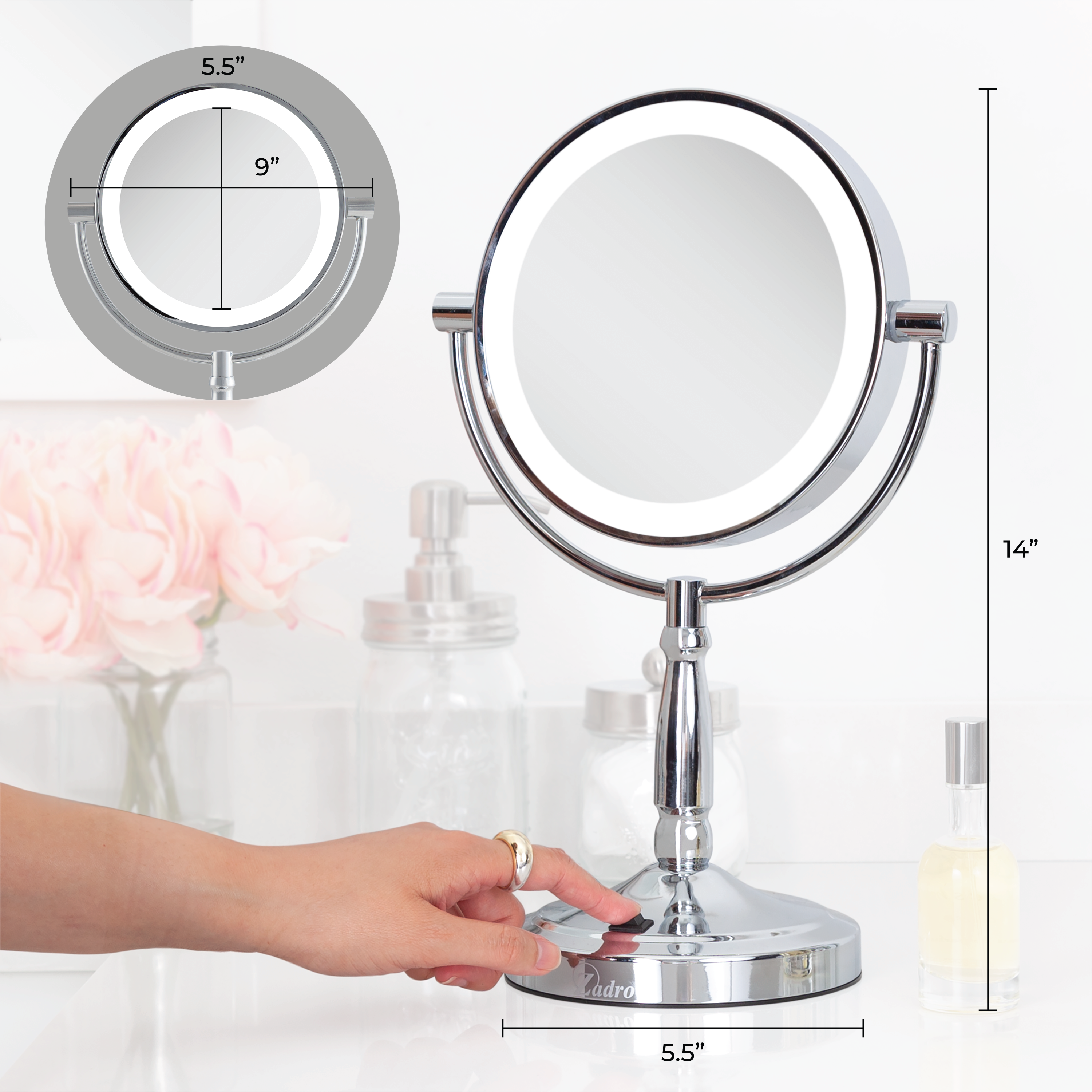 Zadro, Inc. - Wholesale Makeup Mirror - Lighted Makeup Mirror with Magnification & Cordless6
