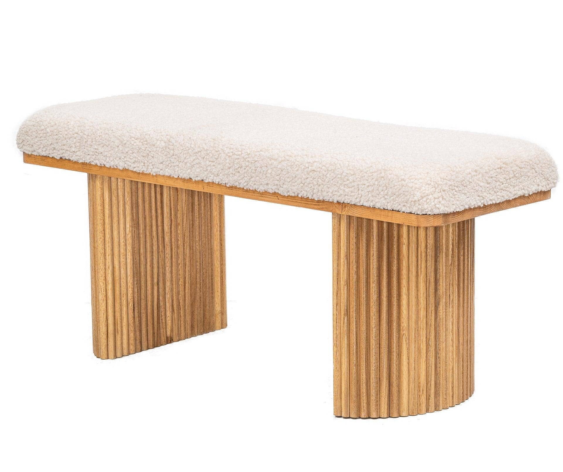 Nordlys - Wholesale Bench - PIREUS Solid Wood and White Bouclé Bench5