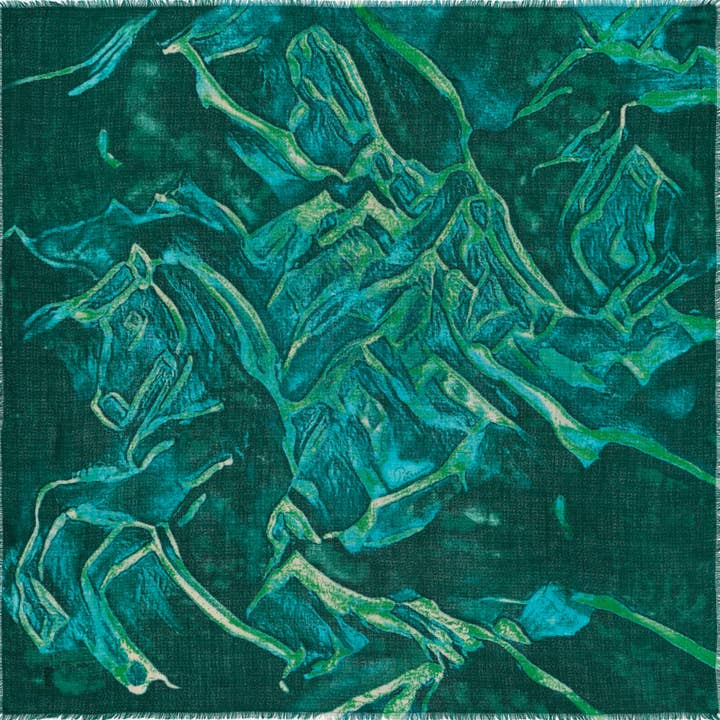 Quadrato di lana 120 - fascino smeraldo per la vendita all'ingrosso da parte di Petrusse Paris