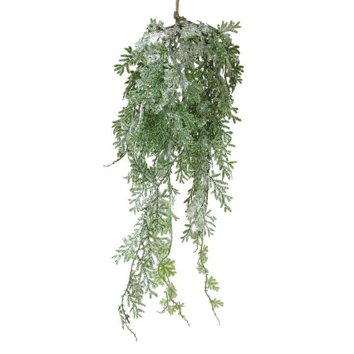 Floratexx - Wholesale Artificial Plant - Thuja crown hanger with snow 55 cm green