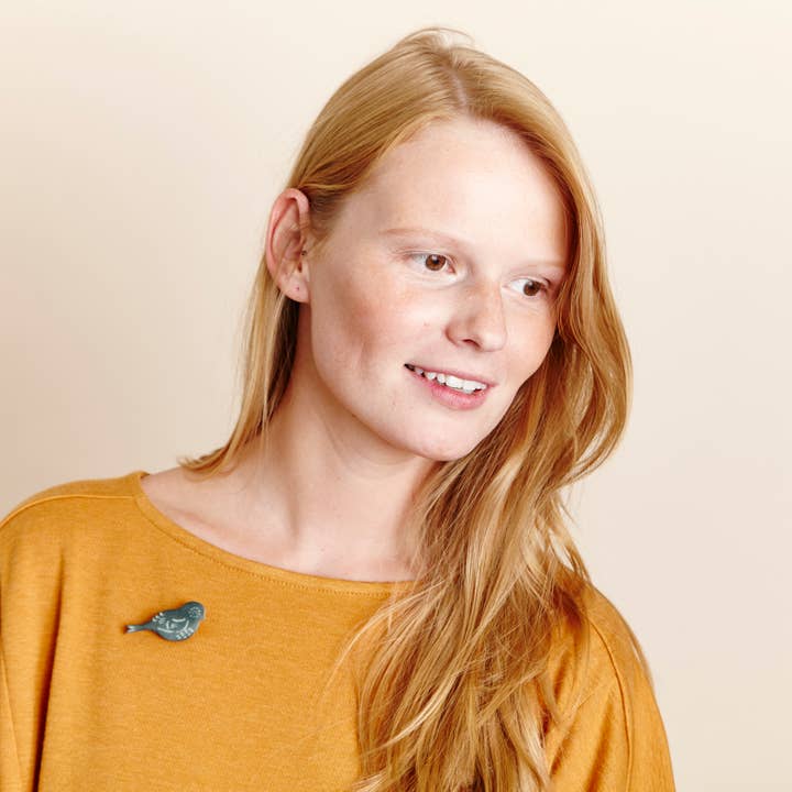 Just Trade UK – wholesale Brooch – Woodland Friends Teal Warbler Brooch