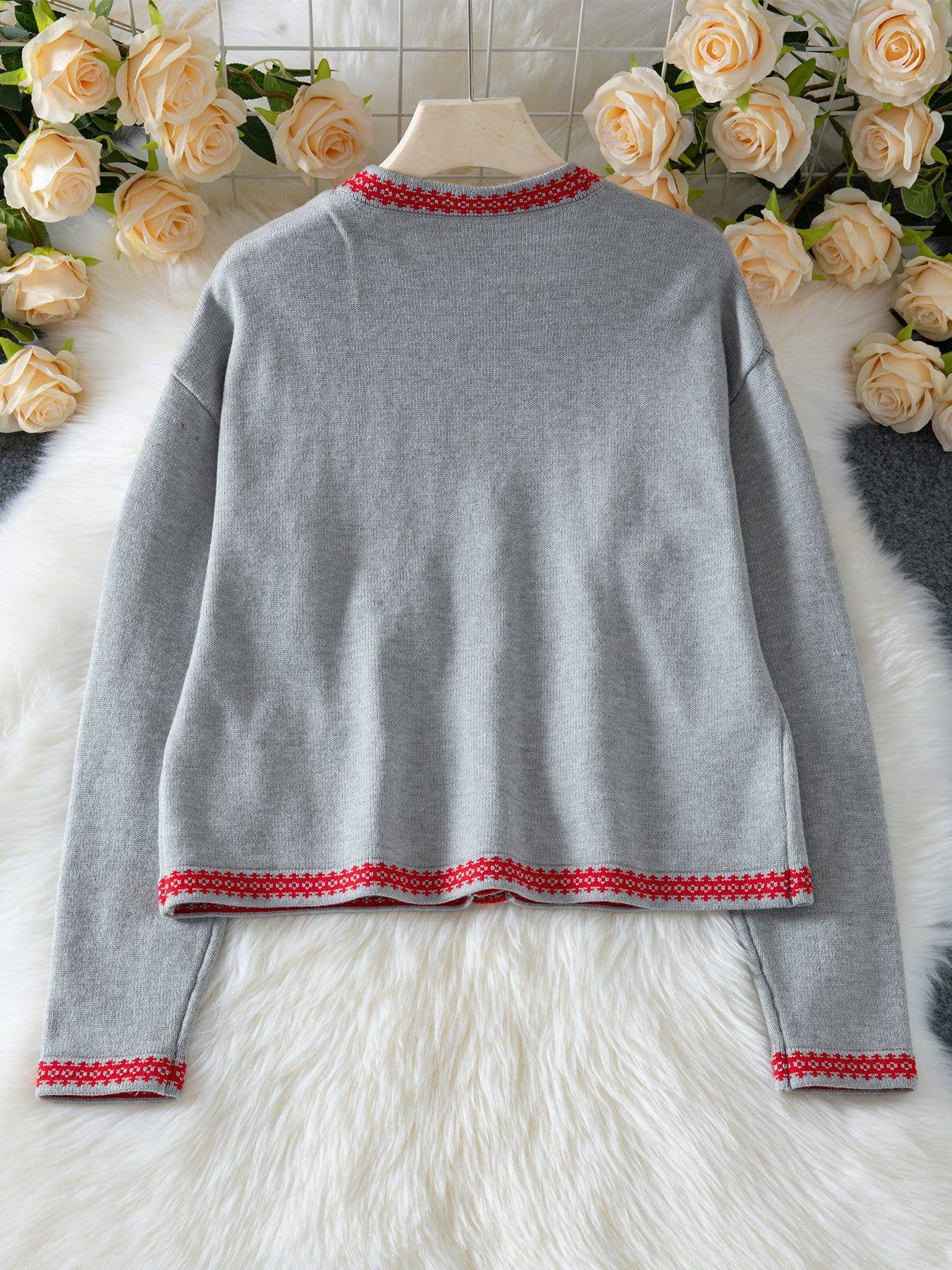 Gray Button-Front Knit Cardigan for wholesale on Faire1