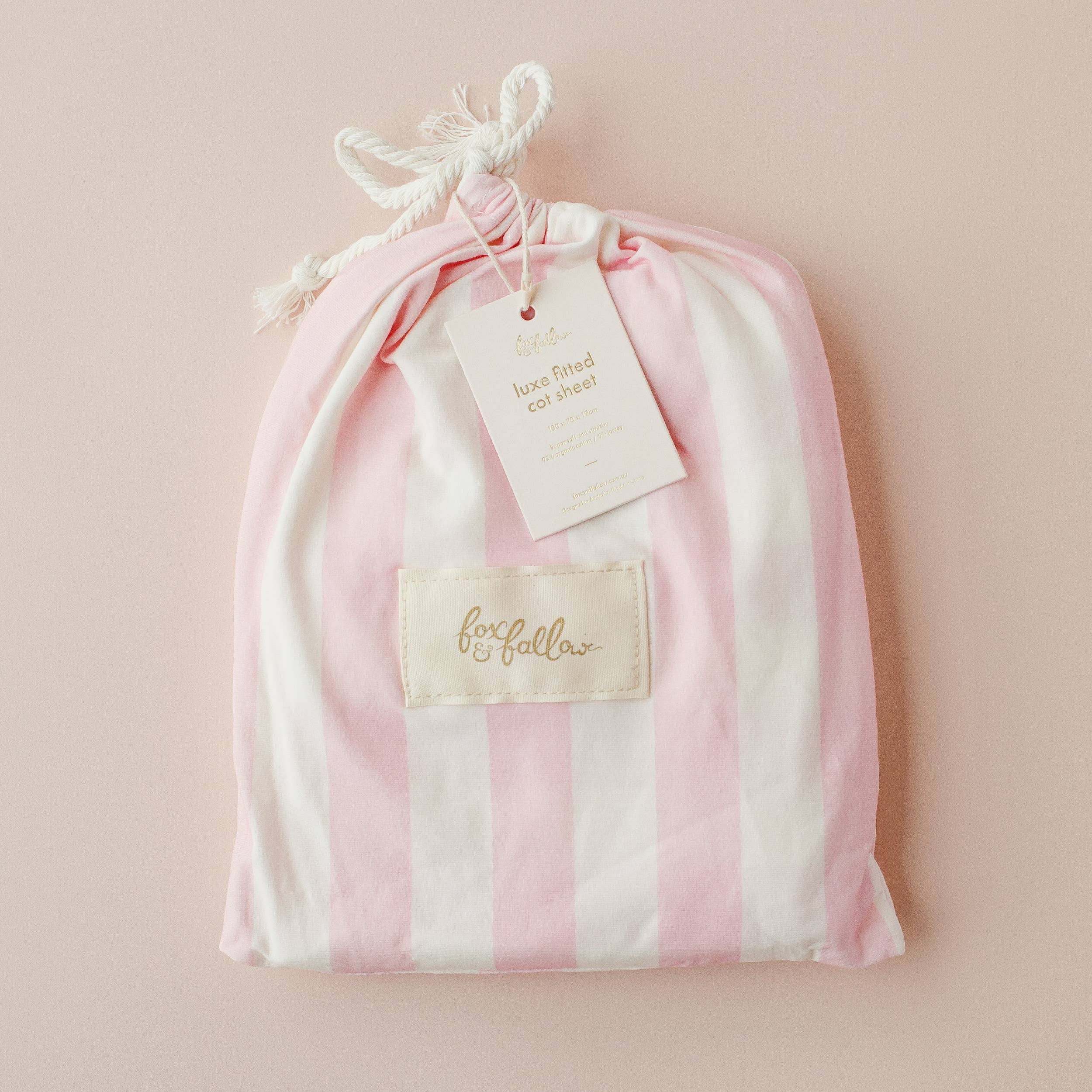 Fox & Fallow - Wholesale Cot/crib sheets - Petal Stripe Organic Fitted Cot Sheet2