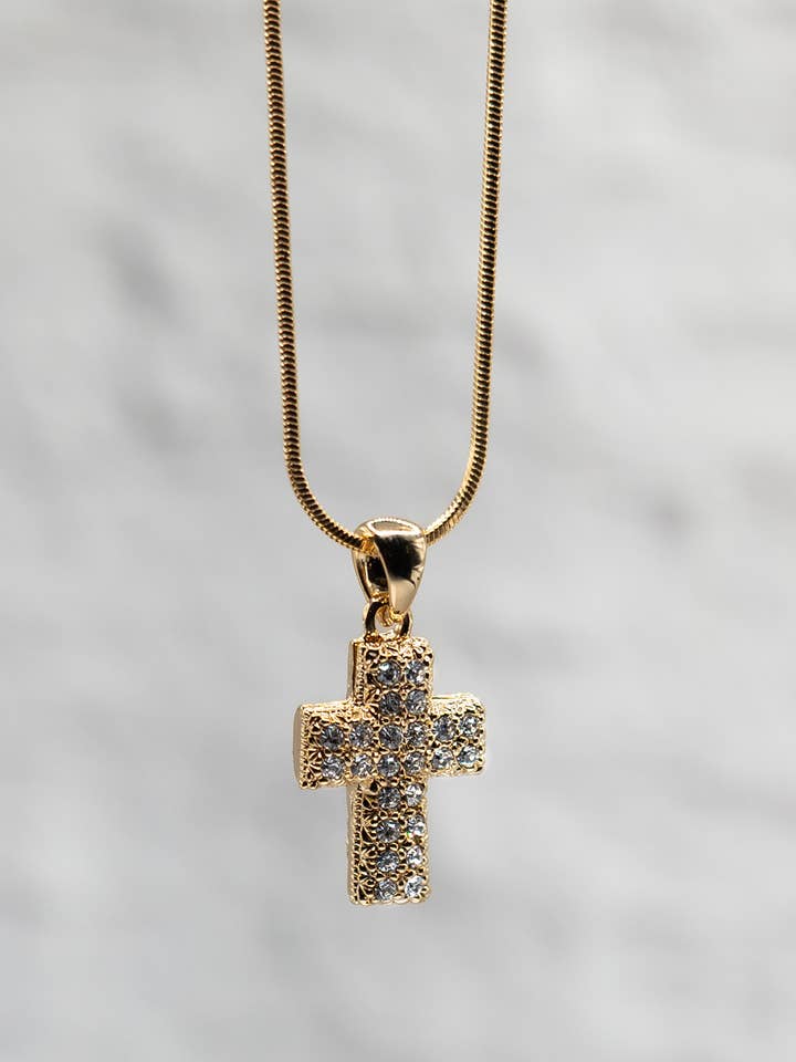 Collier Croix Gonflée en Or pour la vente par Eden Merry Jewelry by James Lawrence