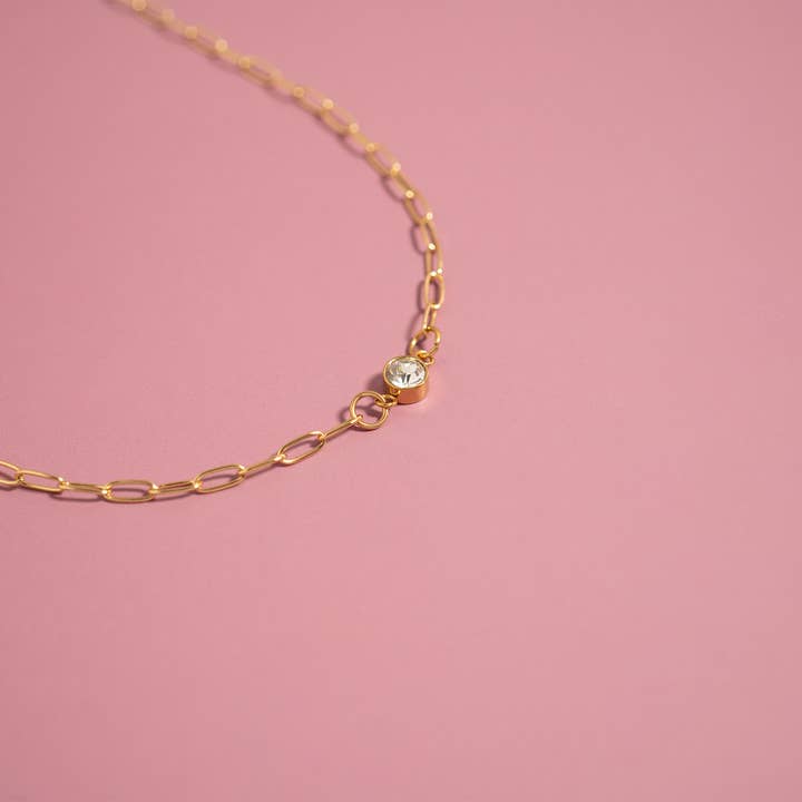 WJW - Wholesale Individual Charm/Pendant - 18K Gold PVD Stainless Steel Birthstone Connector Charm