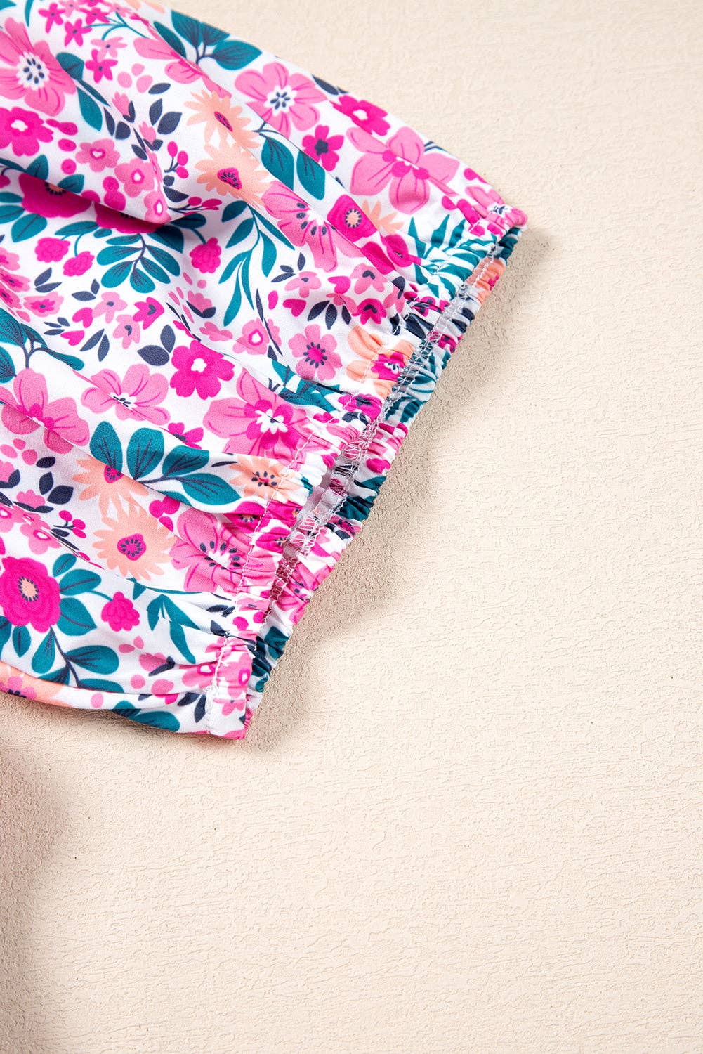 Pink Plus Size Easter Floral Puff Sleeve Button A Line Dress for wholesale on Faire11