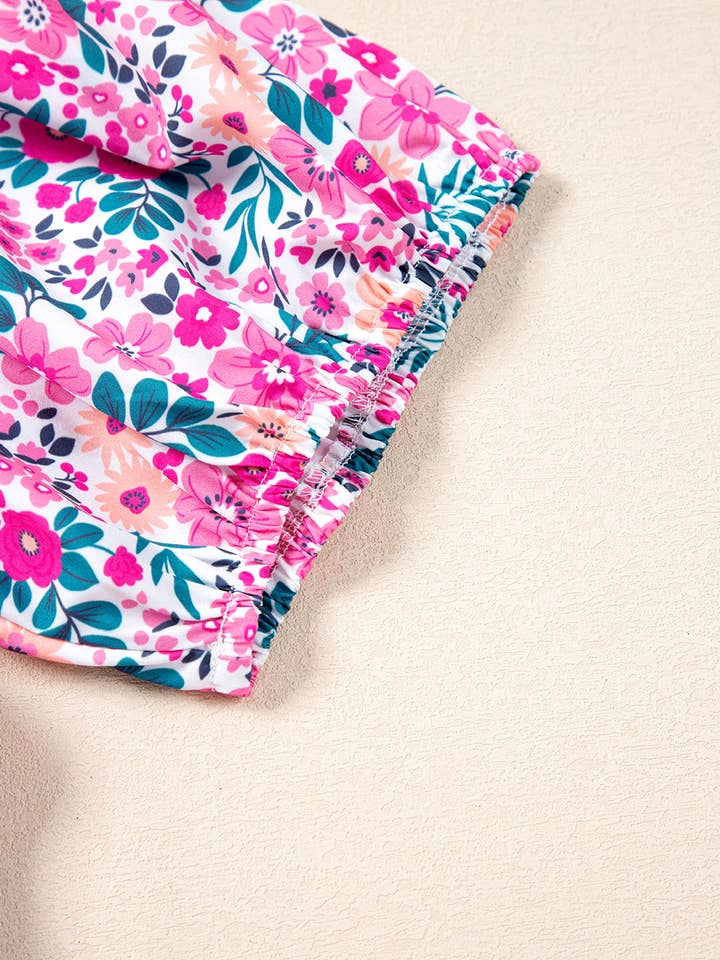 Pink Plus Size Easter Floral Puff Sleeve Button A Line Dress for wholesale on Faire11