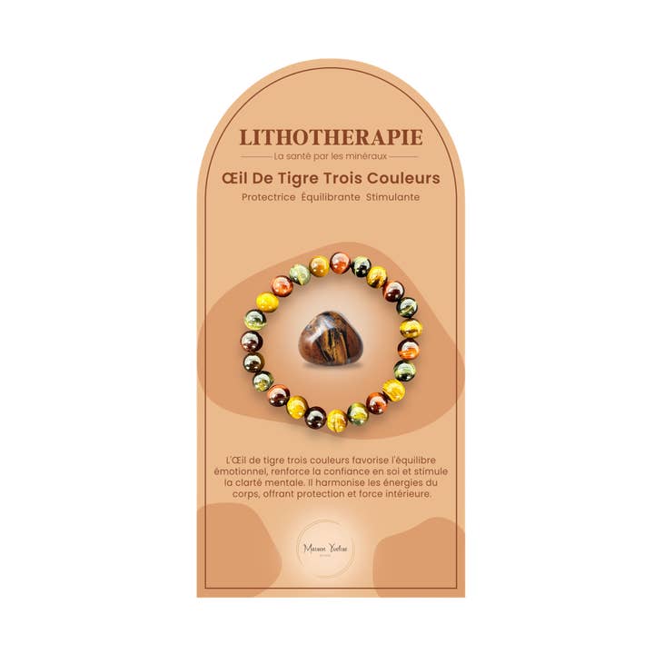 Veelkleurige natuurstenen armband met tijgeroog voor wholesale door Maison Yvelise
