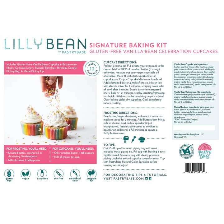 LillyBean Baking - Wholesale Cake decorating kit - Birthday Cupcake Baking Kit (Vegan & Gluten-Free)3