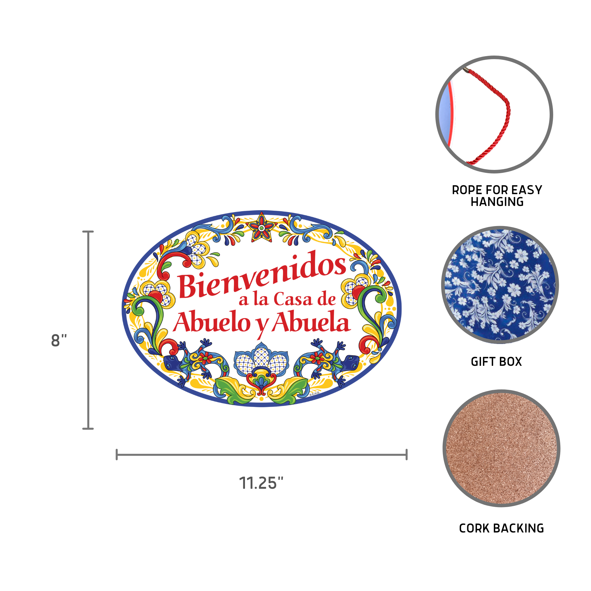 European Heritage Gifts - Wholesale Sign - Bienvenidos A La Casa De Abuelo & Abuela Traditional Artwork2