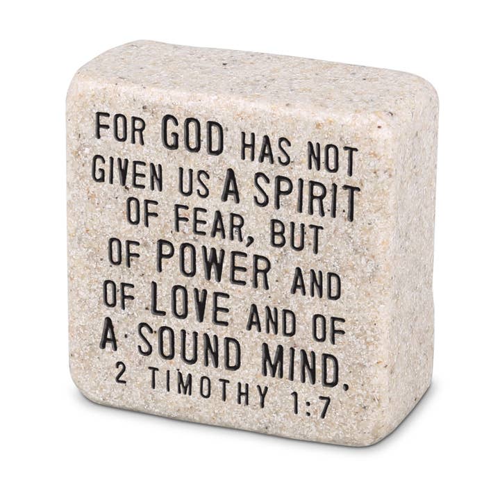 Dicksons - Wholesale Decorative Tabletop Object - LCP Tabletop Scripture Stone Fearless Inspiration 2.25H