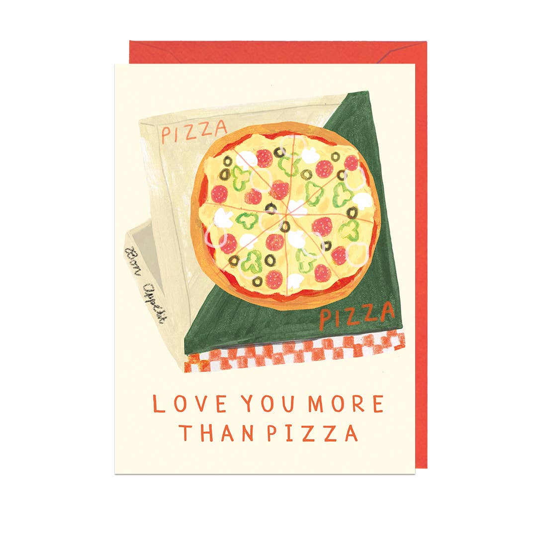 Jolly Awesome – Cartão de amor por atacado – LOVE YOU MORE DO QUE PIZZA - CARTÃO ENVELOPE VERMELHO0
