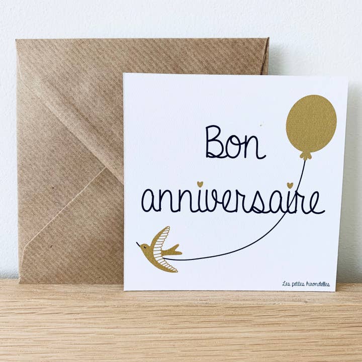 Card & envelope - Happy birthday for wholesale by Les Petites Hirondelles