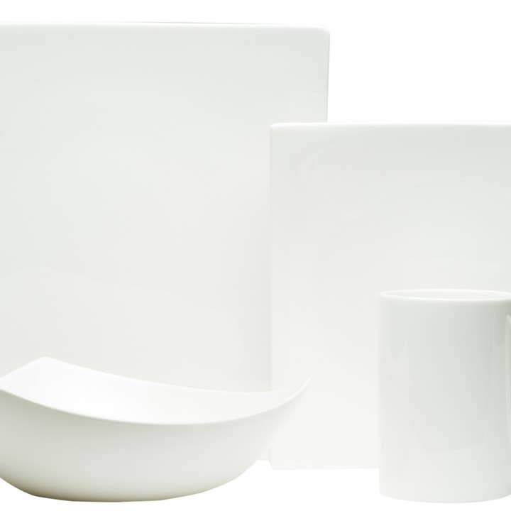 HomeRoots - Wholesale Tableware set - White Four Piece Square Bone China Dinnerware Set1