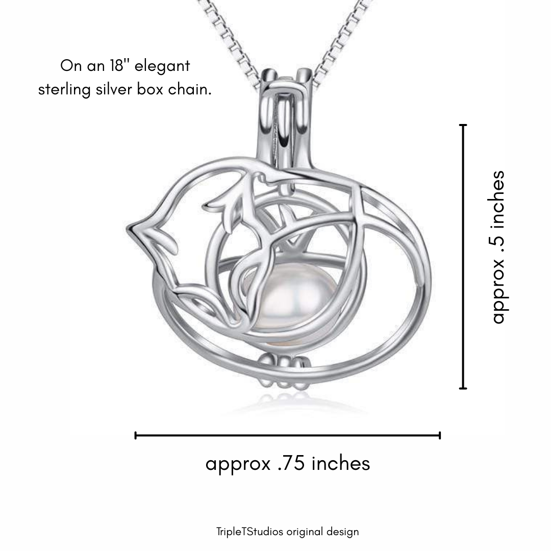 Triple T Studios - Wholesale Pendant/Charm Necklace - Cat Nap Pearl Cage Pendant | Sterling Silver Cat Necklace4