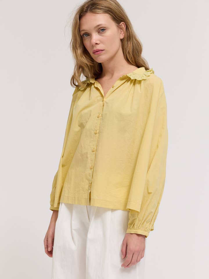 42182 - EYELET COLLAR SHIRT for wholesale by Grade & Gather