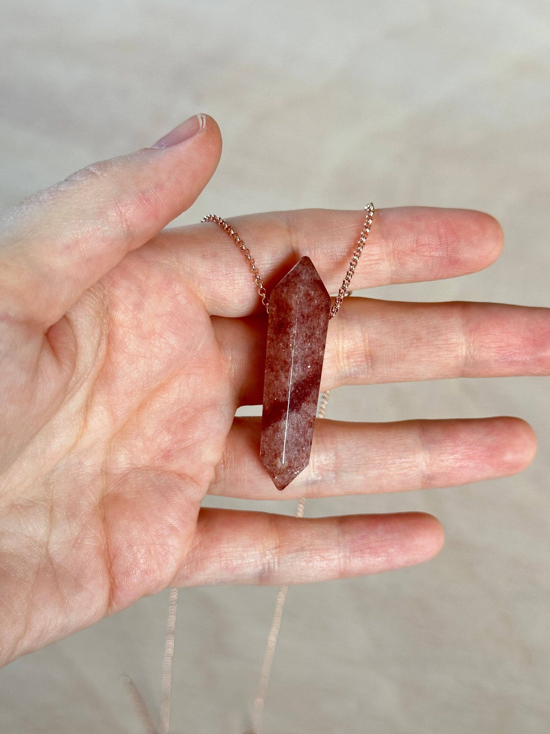 Earth & Elm - Wholesale Pendant/Charm Necklace - Strawberry Quartz Point Necklace3