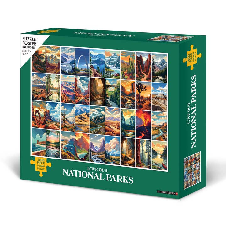 Puzzle da 1000 pezzi "Amiamo i nostri parchi nazionali" per la vendita all'ingrosso da parte di Willow Creek Press & Gifts