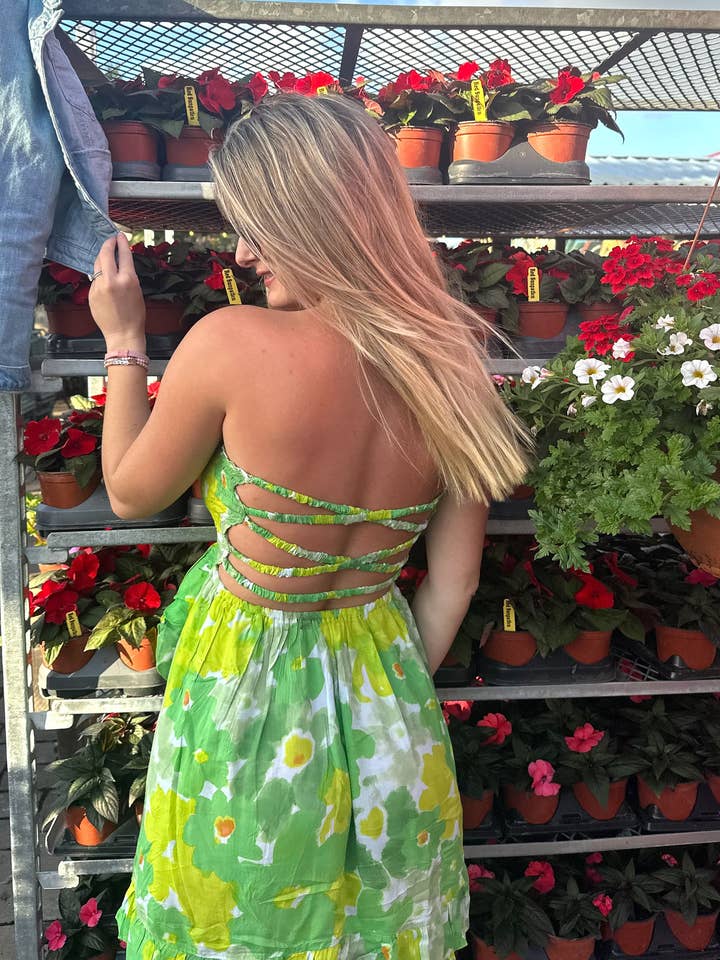 Watercolor Dreams Green Hoku Mini Dress for wholesale on Faire6