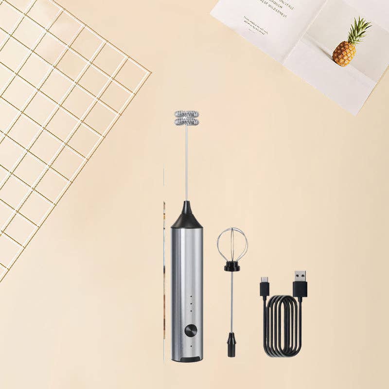 Modpopdeco - Vente Ustensile/gadget de cuisine - Mousseur à lait électrique à 3 vitesses, mélangeur en acier inoxydable avec têtes de mélange intégrées pour café latte, cadeaux d'Halloween.0