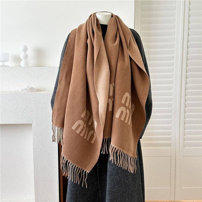 Ekartini - Wholesale Scarf - Women's - Jacquard Fringe Cashmere-Like Scarf4
