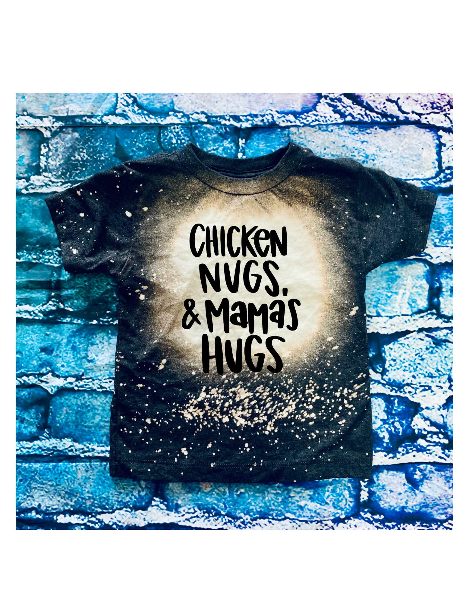 4 little hearts - Wholesale Screen Printed T-Shirt - Kids - Chicken nugs and mamas hugs bleached toddler tee2