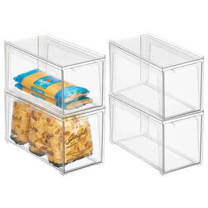 Isaac Jacobs Divided Clear Plastic Organizer (10.75” x 6.5” x 3.7”) w/  Hinged Lid, Stackable Storage Box for Tea Bags, Crafts, Office Supplies