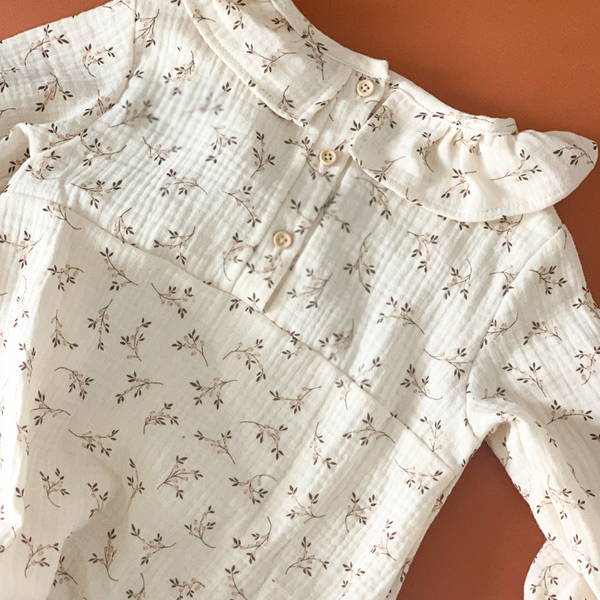 Petit Martin - Wholesale Bodysuit (Non-Footed) - Baby - BEIGE FLOWER ROMPER2